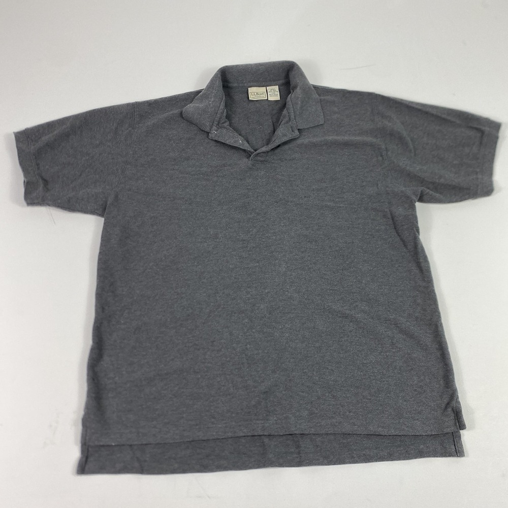 L.L.Bean Polo Shirt Mens XL Gray 100% Cotton Short Sleeve Knit Collar Casual